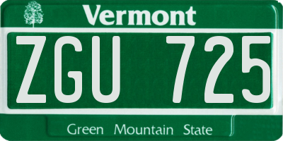 VT license plate ZGU725