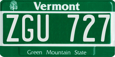 VT license plate ZGU727