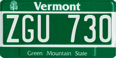 VT license plate ZGU730