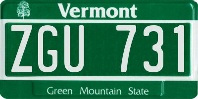 VT license plate ZGU731