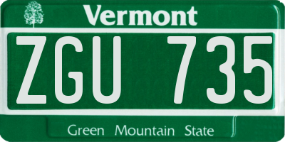 VT license plate ZGU735