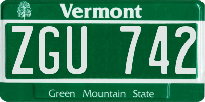 VT license plate ZGU742