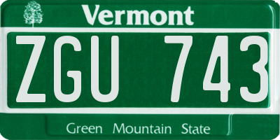 VT license plate ZGU743