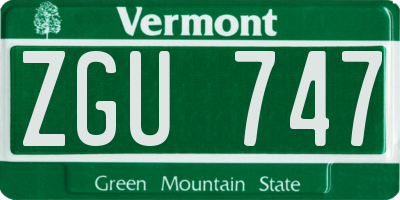 VT license plate ZGU747