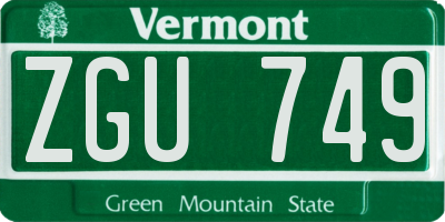 VT license plate ZGU749