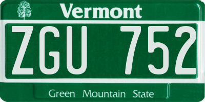 VT license plate ZGU752