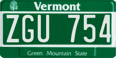 VT license plate ZGU754