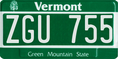 VT license plate ZGU755