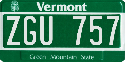 VT license plate ZGU757