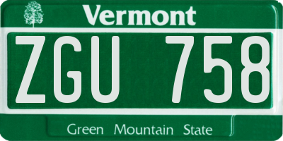VT license plate ZGU758