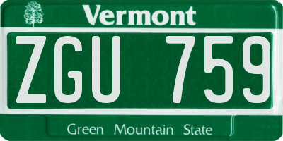 VT license plate ZGU759