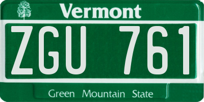 VT license plate ZGU761