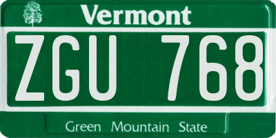 VT license plate ZGU768