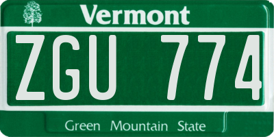 VT license plate ZGU774