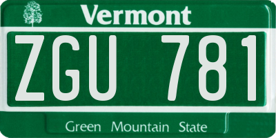 VT license plate ZGU781