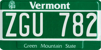 VT license plate ZGU782