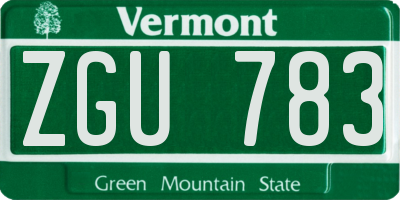 VT license plate ZGU783