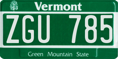 VT license plate ZGU785