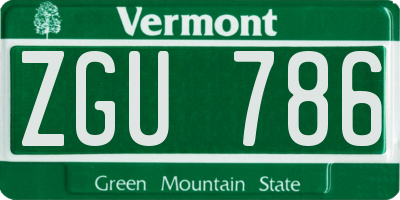 VT license plate ZGU786