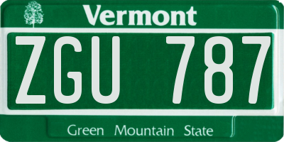 VT license plate ZGU787