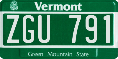 VT license plate ZGU791