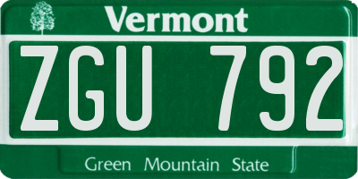 VT license plate ZGU792