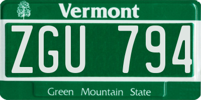 VT license plate ZGU794