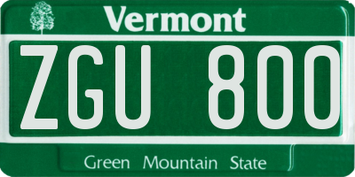 VT license plate ZGU800