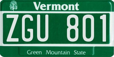 VT license plate ZGU801