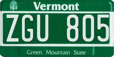 VT license plate ZGU805