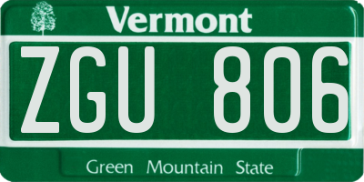 VT license plate ZGU806