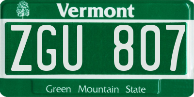 VT license plate ZGU807