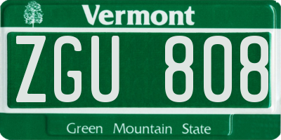 VT license plate ZGU808