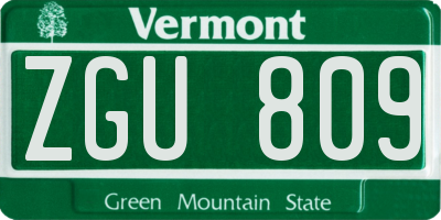 VT license plate ZGU809