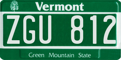 VT license plate ZGU812
