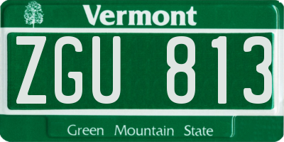 VT license plate ZGU813