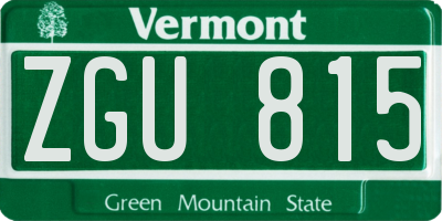 VT license plate ZGU815