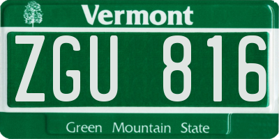 VT license plate ZGU816