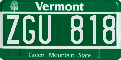 VT license plate ZGU818