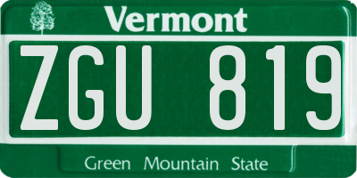 VT license plate ZGU819