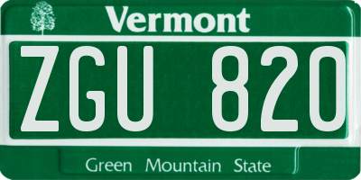 VT license plate ZGU820