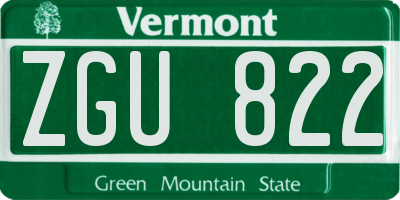 VT license plate ZGU822