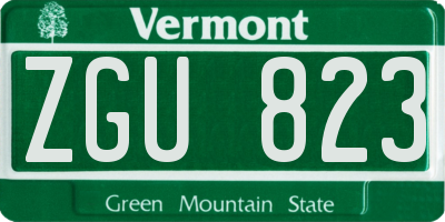 VT license plate ZGU823
