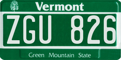 VT license plate ZGU826