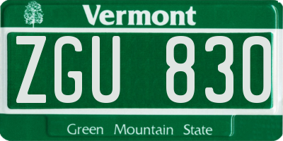 VT license plate ZGU830