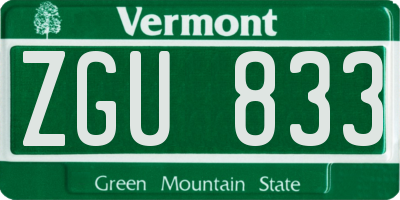 VT license plate ZGU833