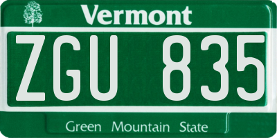 VT license plate ZGU835