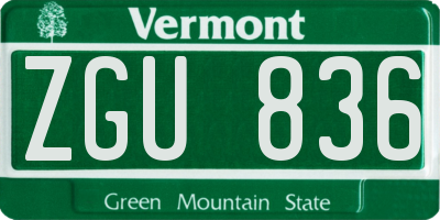VT license plate ZGU836