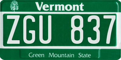 VT license plate ZGU837