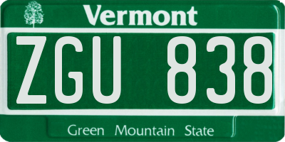 VT license plate ZGU838